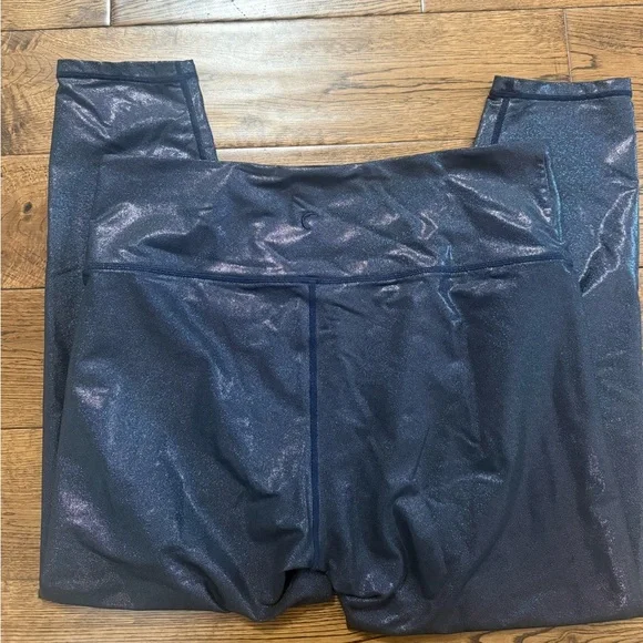 Zyia Shine Blue Twilight Luxe Workout Leggings Size 16 - Picture 3 of 5